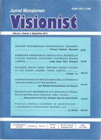 Jurnal Manajemen Visionist, Volume 3 Nomor 2, September 2012