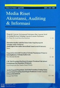 Media Riset Akuntansi, Auditing & Informasi, Vol 14, Nomor 1 April 2014