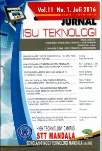 JURNAL ISU TEKNOLOGI , Vol.11 No.1 , Juli 2016