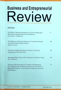 Business and Entrepreneurial Review, Volume 14, Number 1, October 2014