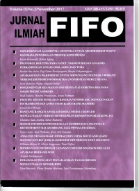 Jurnal Ilmiah FIFO Forum Sistem Informasi, Volume IX/No.2/November/2017