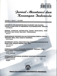 (FEB) JAKI, Jurnal Akuntansi dan Keuangan Indonesia, Volume 3 - Nomor 1, Juli 2006