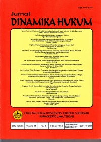 Jurnal DINAMIKA HUKUM - Volume 11 No.3, September 2011