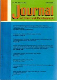 Journal of Rural and Development, Vol. III No. 2, Agustus 2012