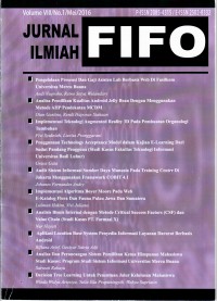 Jurnal Ilmiah FIFO Forum Sistem Informasi, Volume VIII/No.1/Mei/2016