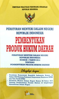 Peraturan Menteri Dalam Negeri  Republik Indonesia Pembentukan Produk Hukum Daerah