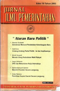 jurnal Ilmu Pemerintahan, Edisi 19 Tahun 2003