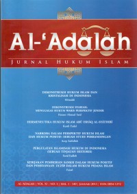 Al- 'Adalah, Jurnal Hukum Islam, Vol. XI No. 1, Januari 2013