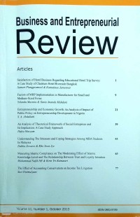 Business and Entrepreneurial Review, Volume 13, Number 1, October 2013