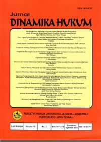 Jurnal DINAMIKA HUKUM - Volume  10 No.3, September 2010