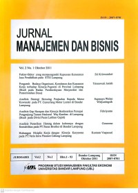 Jurnal Manajemen dan Bisnis vol. 2. No. 1 & 2. April & Oktober 2011