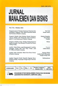 Jurnal Nanajemen dan Bisnis vol. 2. no. 1 & 2. April & Oktober 2012